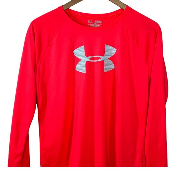 Under Armour Girls XL Orange Red Long Sleeve HeatGear Tee - Picture 2 of 10